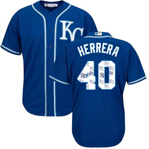 Royals #40 Kelvin Herrera Royal Blue Team Logo Fashion Stitched MLB Jersey